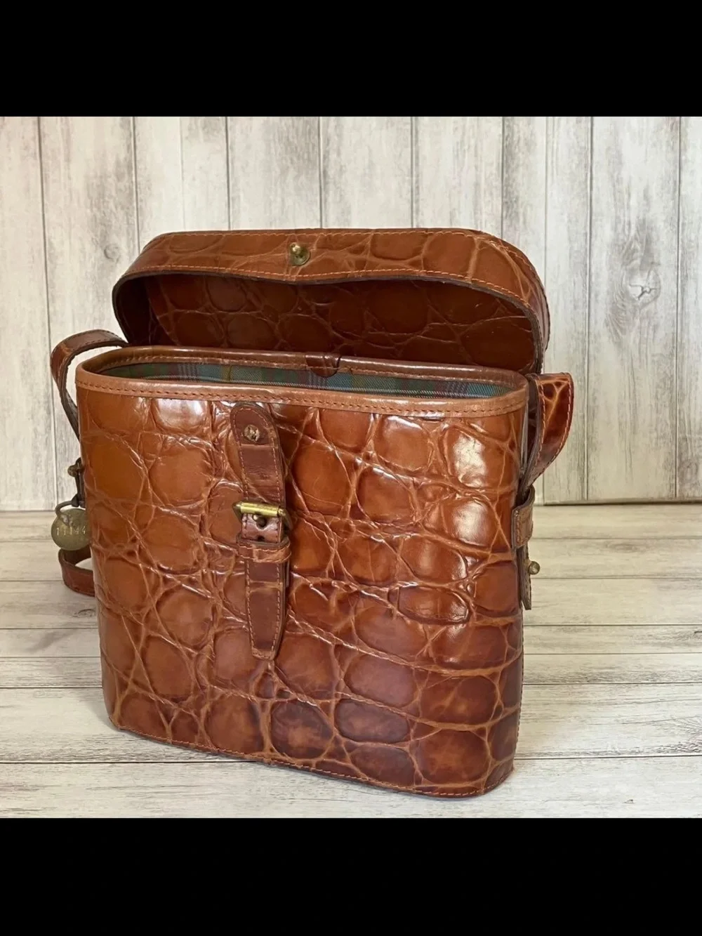Mulberry Brown Croc-Embossed Leather Shoulder Bag